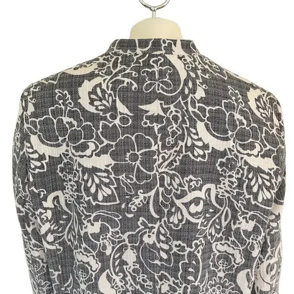 KAREN SCOTT Long Sleeve Floral Blazer Jacket in Blue & White  SZ 2X - Picture 5 of 9